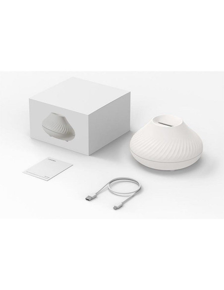 Humidificateur/diffuseur d'aromathérapie avec flamme colorée Art Deco modèle YMX 130 blanc