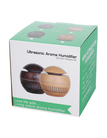 Humidificateur/diffuseur d'aromathérapie avec flamme colorée Modèle Art Déco CAD-12/0952 blanc