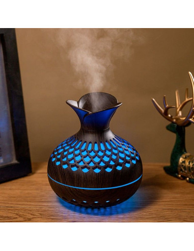 Humidificateur/diffuseur d'aromathérapie avec flamme colorée Art Deco modèle SX-E342 marron
