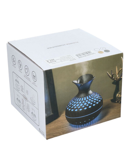 Humidificateur/diffuseur d'aromathérapie avec flamme colorée Art Deco modèle SX-E342 marron