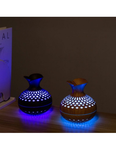 Humidificateur/diffuseur d'aromathérapie avec flamme colorée Art Deco modèle SX-E342 marron