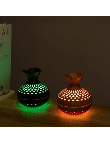 Humidificateur/diffuseur d'aromathérapie avec flamme colorée Art Deco modèle SX-E342 marron
