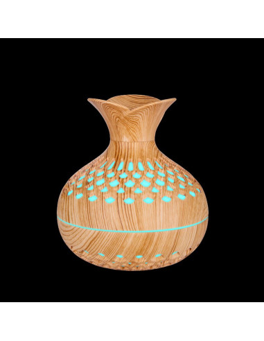 Humidificateur/diffuseur d'aromathérapie avec flamme colorée modèle Art Deco SX-E342 couleur bois