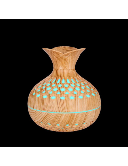 Humidificateur/diffuseur d'aromathérapie avec flamme colorée modèle Art Deco SX-E342 couleur bois