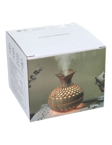 Humidificateur/diffuseur d'aromathérapie avec flamme colorée modèle Art Deco SX-E342 couleur bois