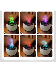 Humidificateur/diffuseur d'aromathérapie avec flamme colorée Art Deco modèle SSP-A13 blanc 2