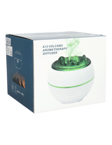 Humidificateur/diffuseur d'aromathérapie avec flamme colorée Art Deco modèle SSP-A13 blanc
