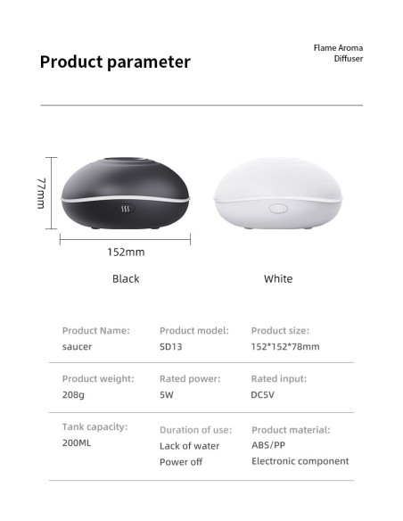 Humidificateur/diffuseur d'aromathérapie Art Deco modèle SD13 blanc