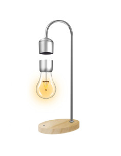 Veilleuse / lampe de bureau à sustentation magnétique + chargeur à induction Art déco argent FB6A