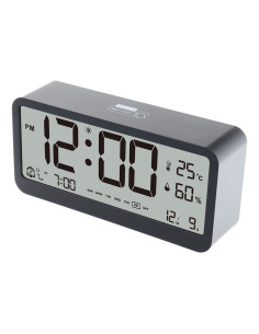 Electronic desk clock with weather station, black MK8001