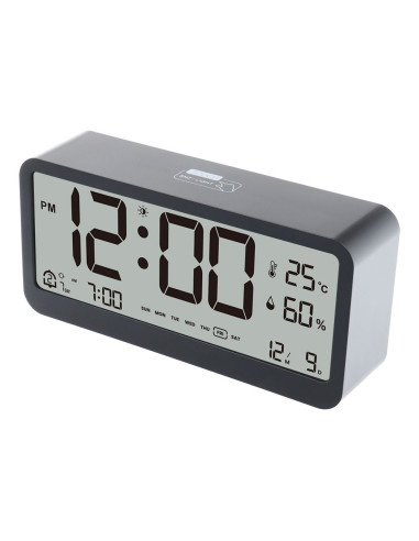 Electronic desk clock with weather station, black MK8001