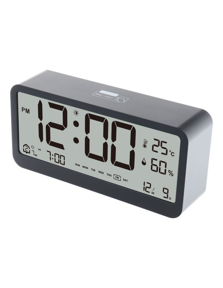 Electronic desk clock with weather station, black MK8001