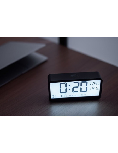 Electronic desk clock with weather station, black MK8001