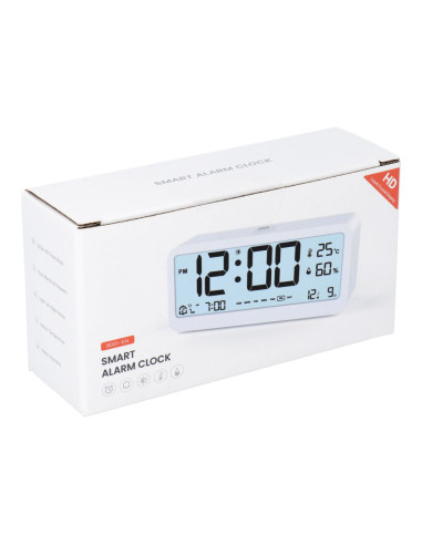 Electronic desk clock with weather station, black MK8001