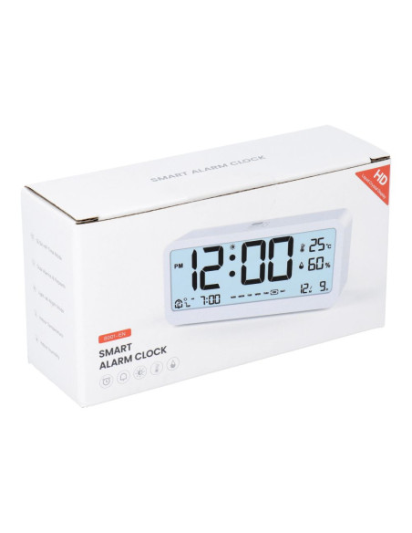 Electronic desk clock with weather station, black MK8001