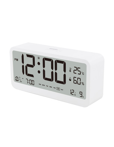 Horloge de bureau électronique avec station météo blanche MK8001