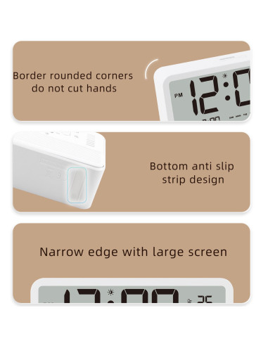 Horloge de bureau électronique avec station météo blanche MK8001