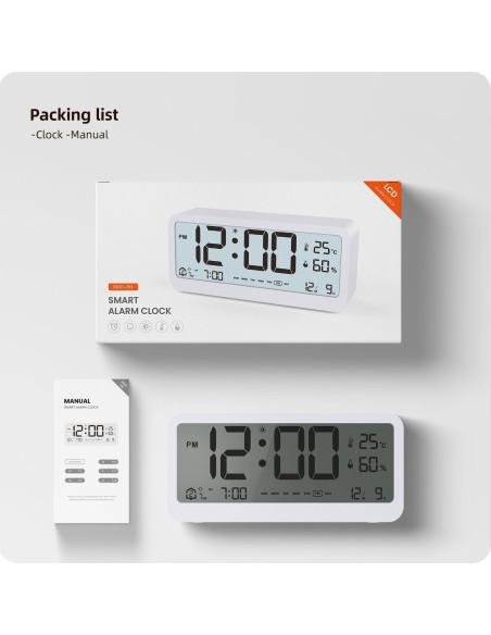 Horloge de bureau électronique avec station météo blanche MK8001