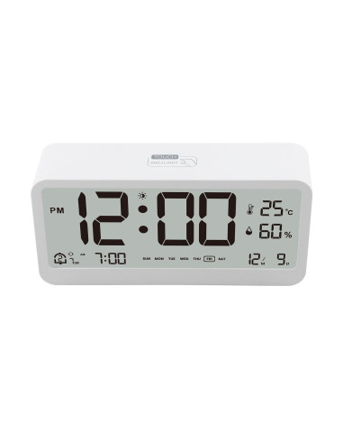 Horloge de bureau électronique avec station météo blanche MK8001