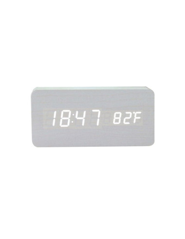 Horloge de bureau électronique avec station météo blanche NSD-5020