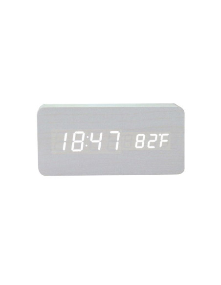 Horloge de bureau électronique avec station météo blanche NSD-5020