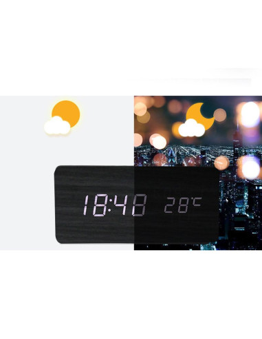 Electronic desk clock with weather station, black NSD-5020