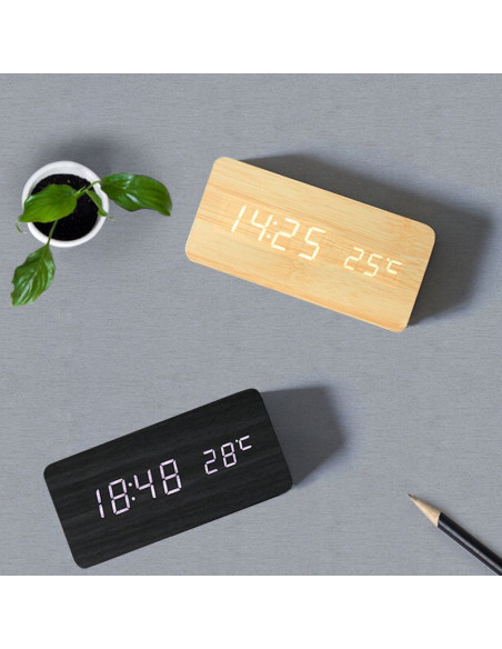 Electronic desk clock with weather station, black NSD-5020