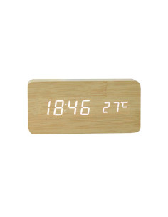 Horloge de bureau électronique avec station météo couleur bois NSD-5020