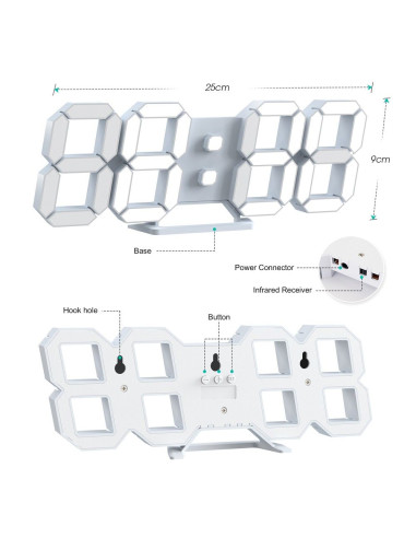 Horloge électronique murale EH-LED1302 (taille L)