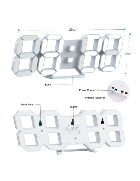 Horloge électronique murale EH-LED1302 (taille L)