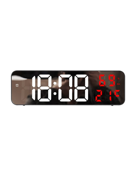 Horloge murale électronique LED avec température et date rouge MDBLC