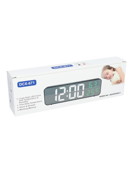 Horloge murale électronique LED avec température et date rouge MDBLC