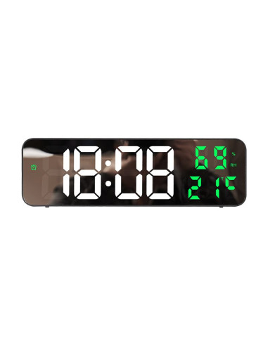 Horloge murale électronique LED avec température et date verte MDBLC