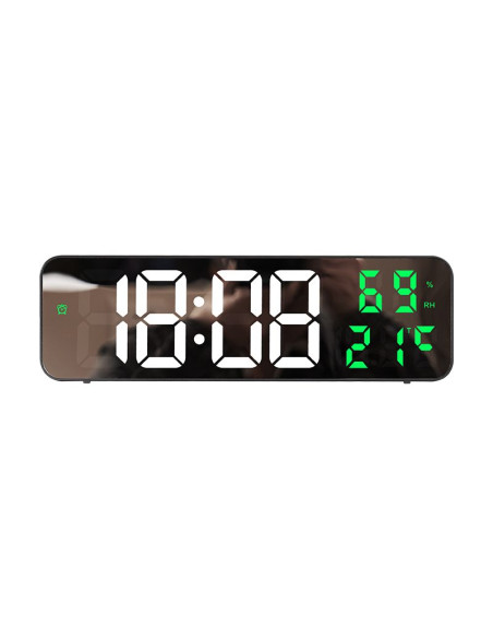 Horloge murale électronique LED avec température et date verte MDBLC