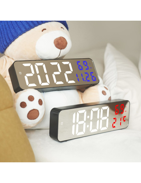 Horloge murale électronique LED avec température et date verte MDBLC