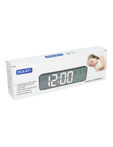Horloge murale électronique LED avec température et date verte MDBLC