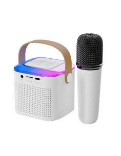 Enceinte bluetooth LED avec microphone Y1 blanc