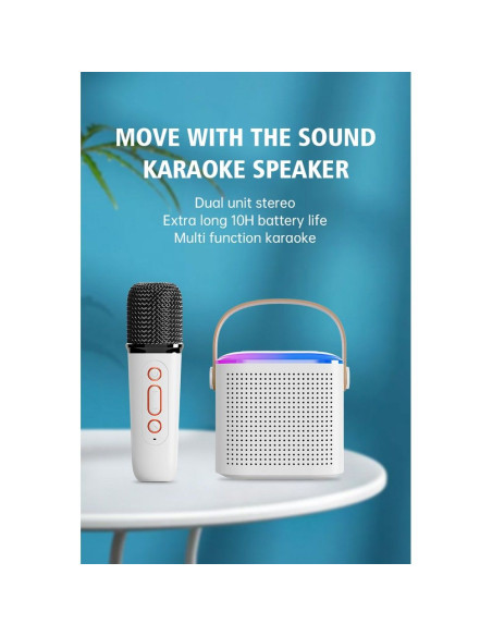 Enceinte bluetooth LED avec microphone Y1 blanc