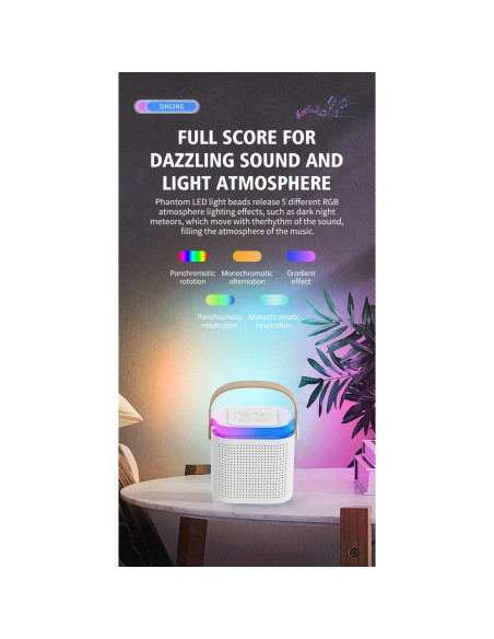 Enceinte bluetooth LED avec microphone Y1 blanc