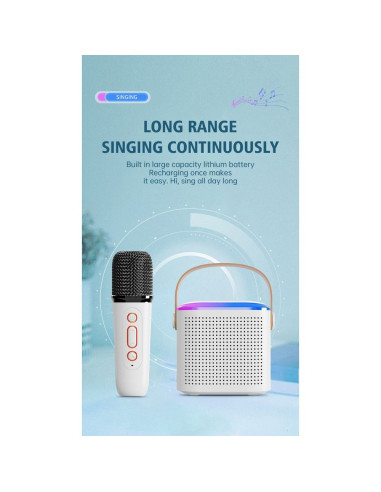 Enceinte bluetooth LED avec microphone Y1 blanc
