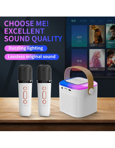 Enceinte bluetooth LED avec microphone Y1 blanc