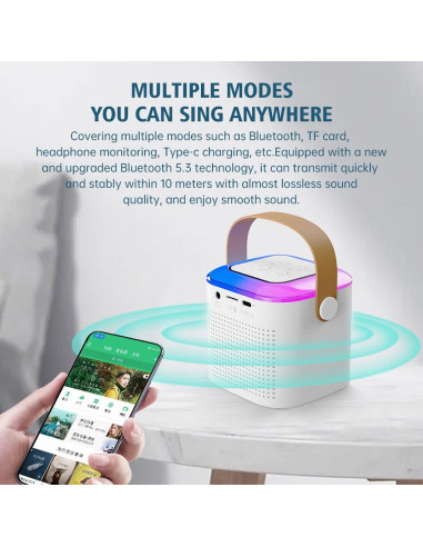 Enceinte bluetooth LED avec microphone Y1 blanc