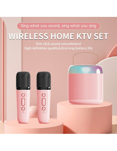 Enceinte bluetooth LED avec microphone Y1 rose