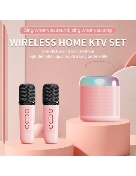 Enceinte bluetooth LED avec microphone Y1 rose