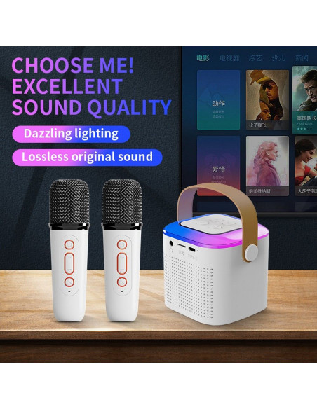 Enceinte bluetooth LED avec microphone Y1 rose