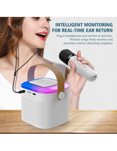 Enceinte bluetooth LED avec microphone Y1 rose