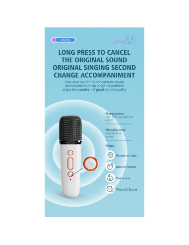 Enceinte bluetooth LED avec microphone Y1 rose