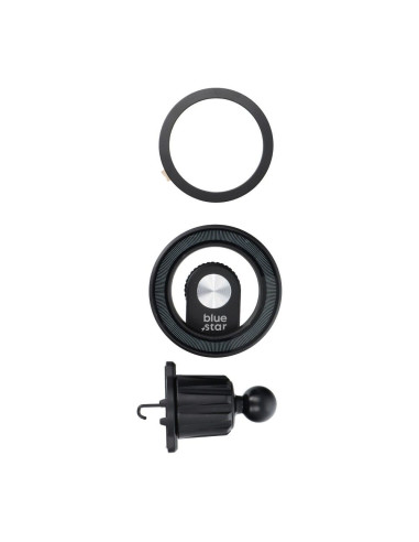 BLUE STAR Support voiture magnétique MAG TWIST pour grille compatible avec MagSafe noir