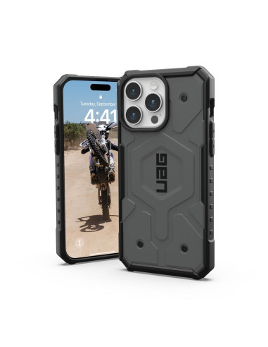 ( UAG ) Urban Armor Gear Pathfinder compatible with Magsafe for IPHONE 15 PRO MAX silver