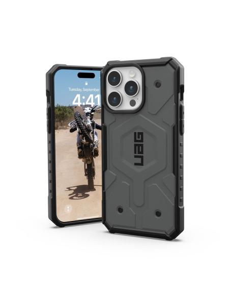 ( UAG ) Urban Armor Gear Pathfinder compatible with Magsafe for IPHONE 15 PRO MAX silver